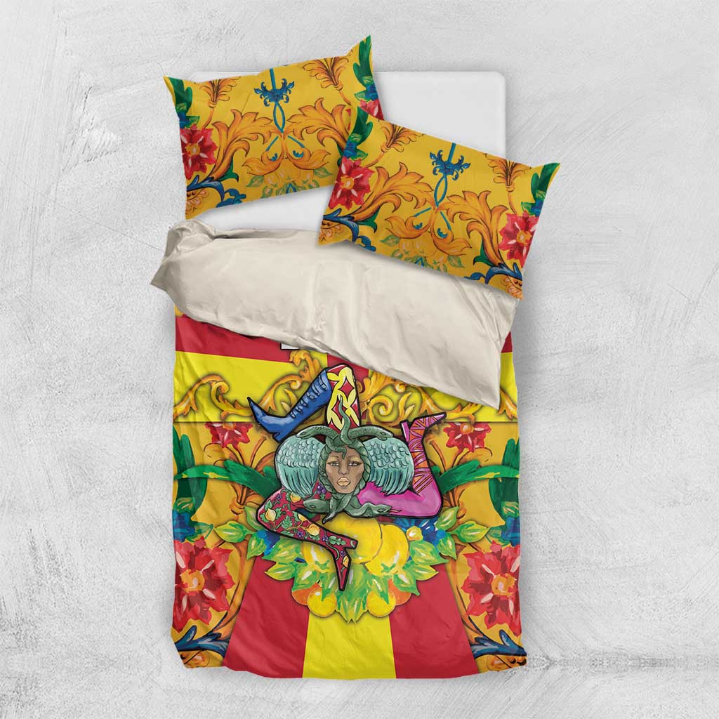 Italy Sicily Bedding Set Gorgoneion Baroque Patterns - Wonder Print Shop