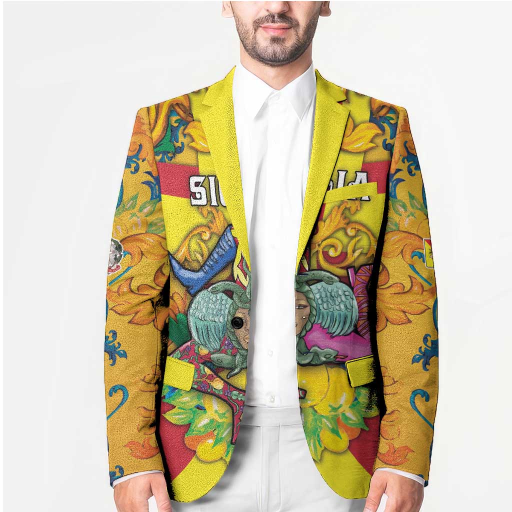 Personalized Italy Sicily Blazer Gorgoneion Baroque Patterns - Wonder Print Shop