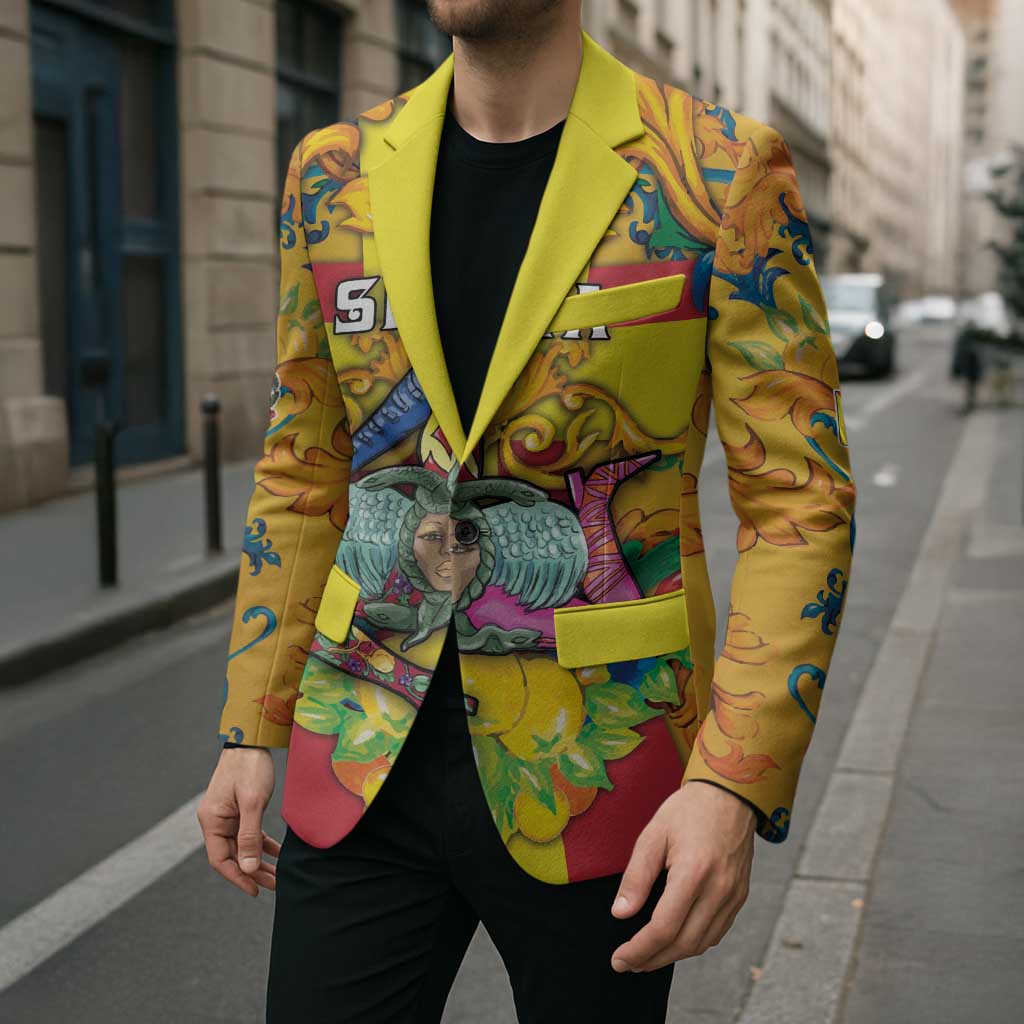 Personalized Italy Sicily Blazer Gorgoneion Baroque Patterns - Wonder Print Shop