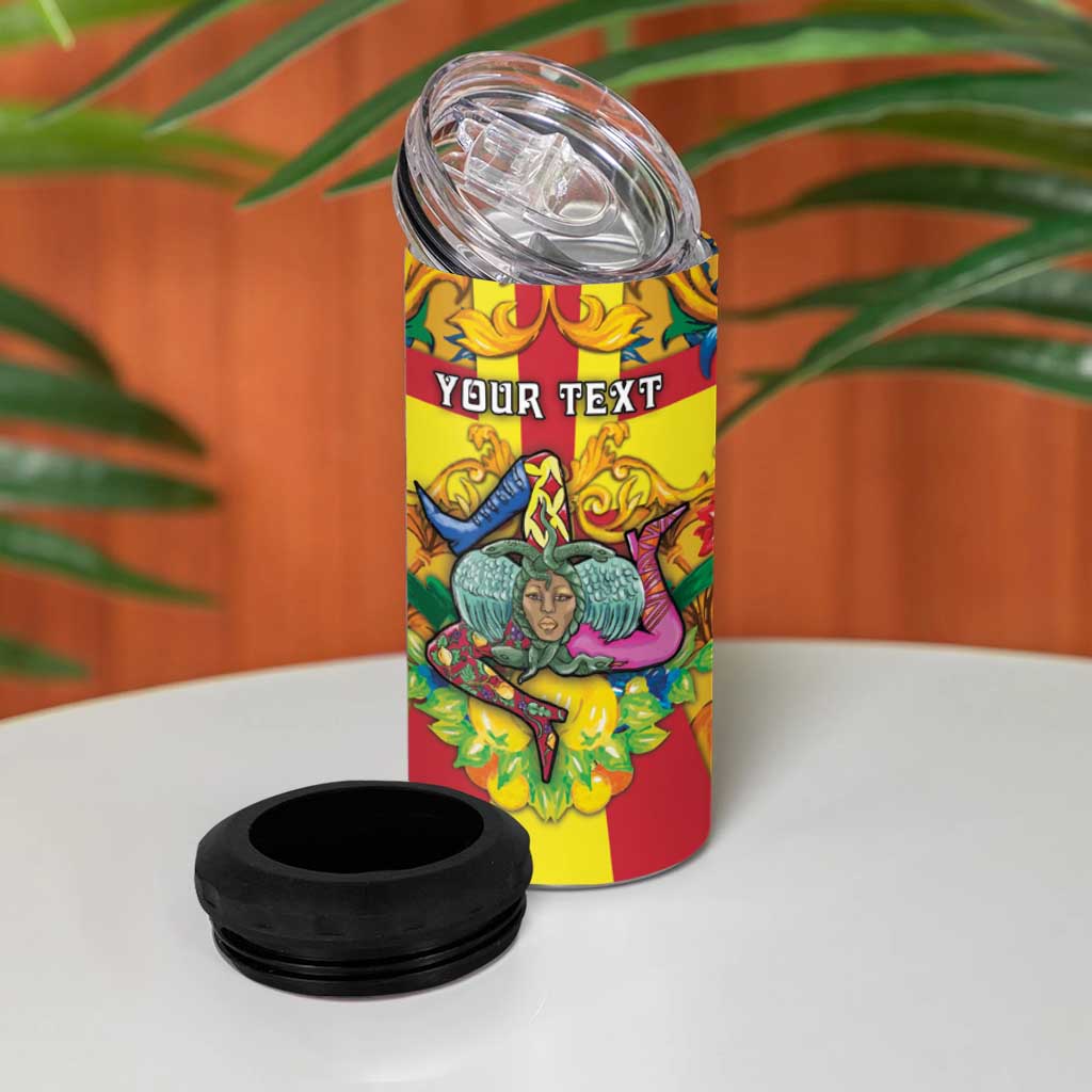 Personalized Italy Sicily 4 in 1 Can Cooler Tumbler Gorgoneion Baroque Patterns - Wonder Print Shop