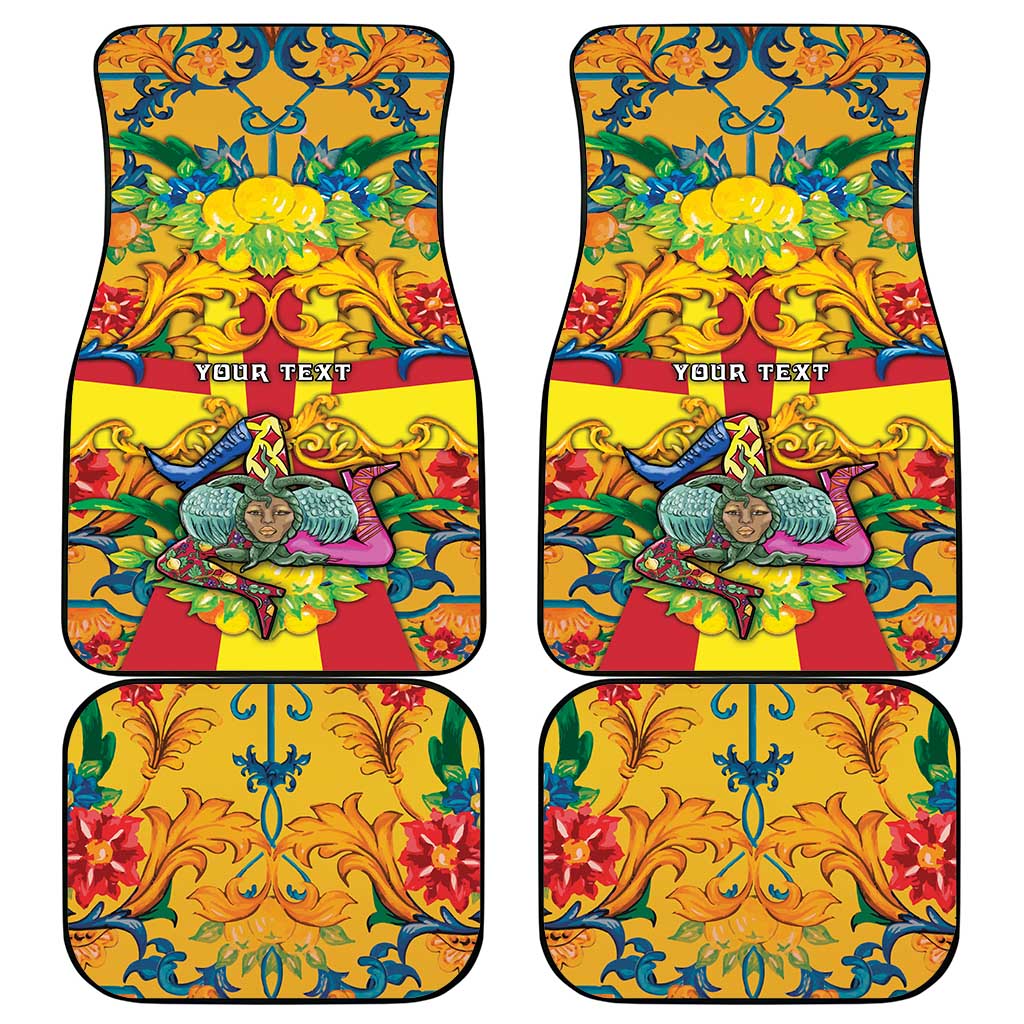 Personalized Italy Sicily Car Mats Gorgoneion Baroque Patterns - Wonder Print Shop