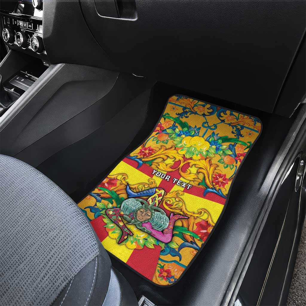 Personalized Italy Sicily Car Mats Gorgoneion Baroque Patterns - Wonder Print Shop