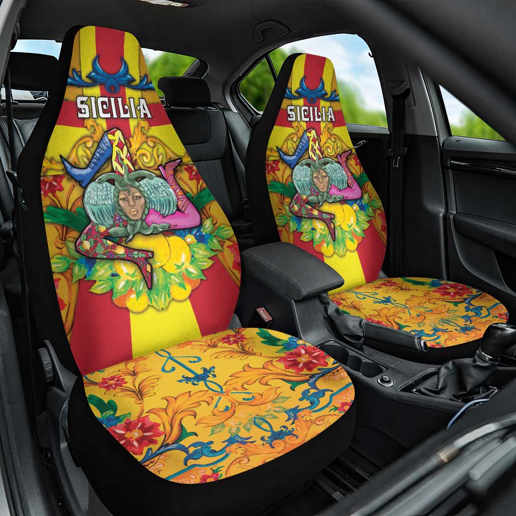 Italy Sicily Car Seat Cover Gorgoneion Baroque Patterns - Wonder Print Shop