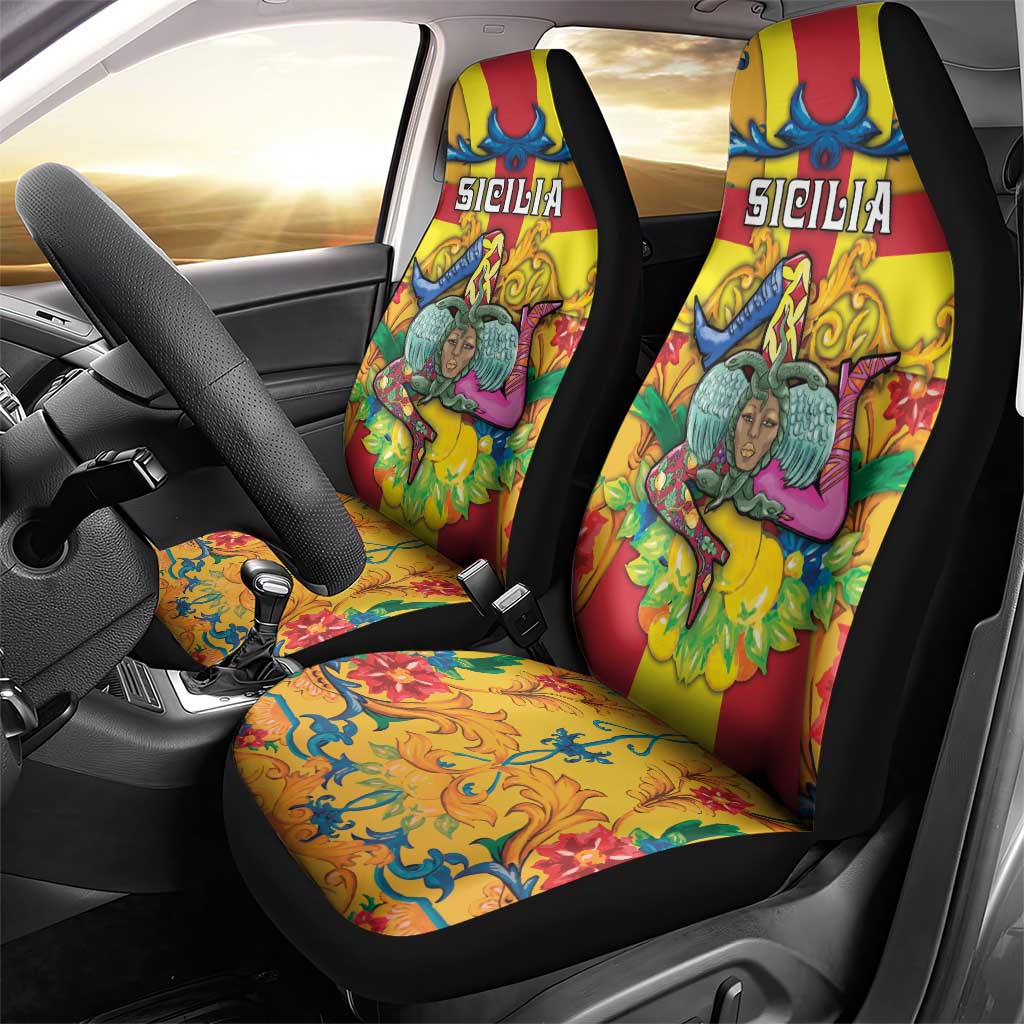Italy Sicily Car Seat Cover Gorgoneion Baroque Patterns - Wonder Print Shop