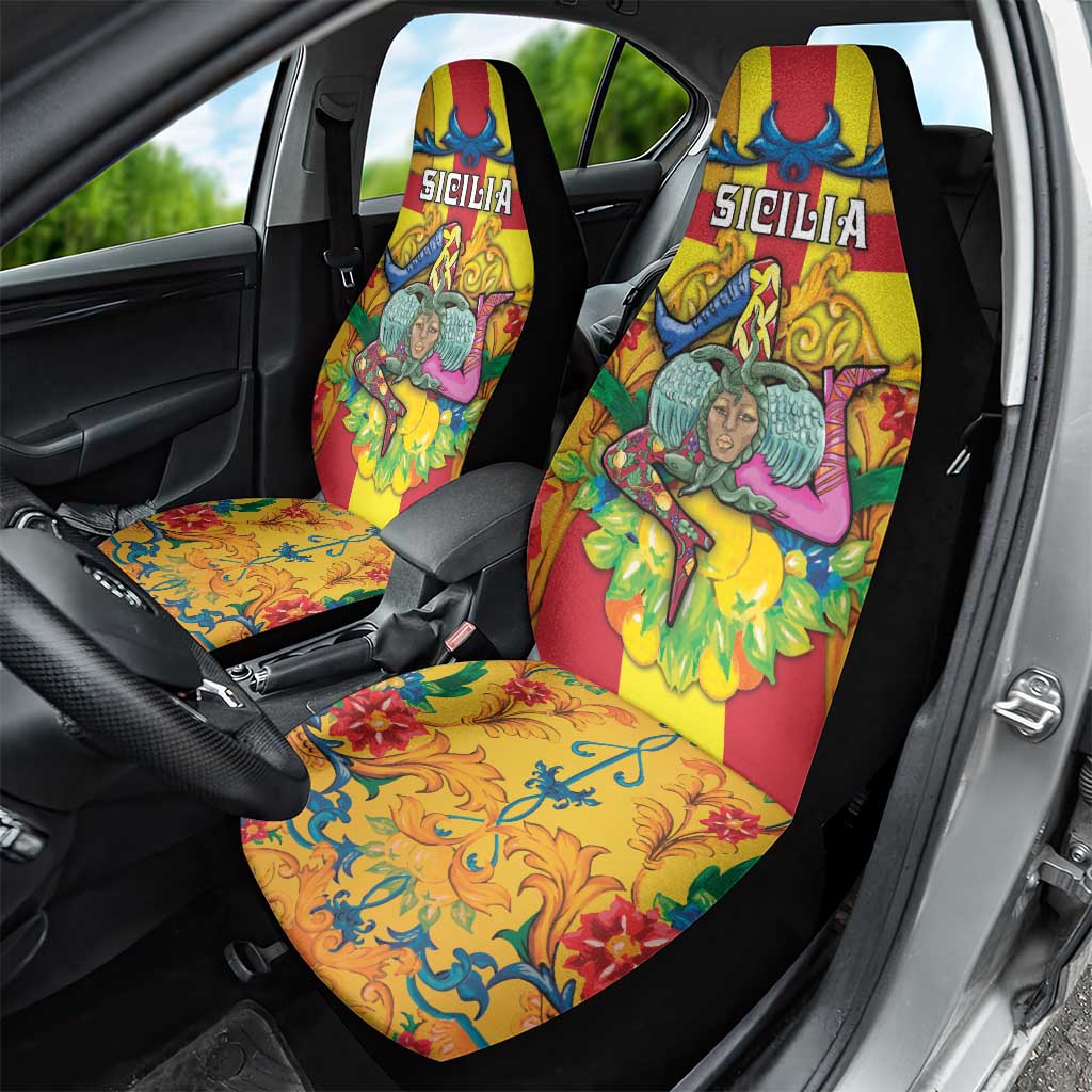 Italy Sicily Car Seat Cover Gorgoneion Baroque Patterns - Wonder Print Shop