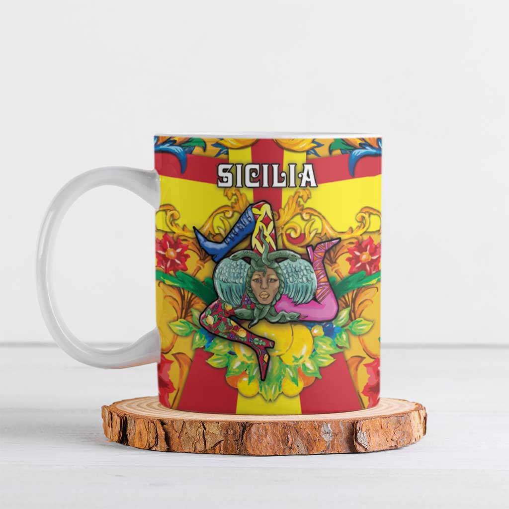 Personalized Italy Sicily Ceramic Mug Gorgoneion Baroque Patterns - Wonder Print Shop