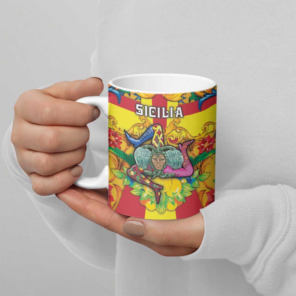 Personalized Italy Sicily Ceramic Mug Gorgoneion Baroque Patterns - Wonder Print Shop