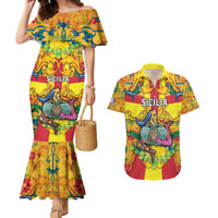 Personalized Italy Sicily Couples Matching Mermaid Dress and Hawaiian Shirt Gorgoneion Baroque Patterns - Wonder Print Shop