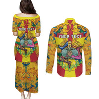 Personalized Italy Sicily Couples Matching Puletasi and Long Sleeve Button Shirt Gorgoneion Baroque Patterns - Wonder Print Shop