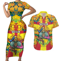 Personalized Italy Sicily Couples Matching Short Sleeve Bodycon Dress and Hawaiian Shirt Gorgoneion Baroque Patterns - Wonder Print Shop