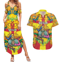 Personalized Italy Sicily Couples Matching Summer Maxi Dress and Hawaiian Shirt Gorgoneion Baroque Patterns - Wonder Print Shop
