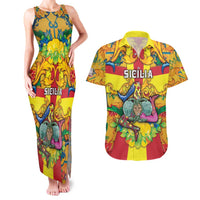 Personalized Italy Sicily Couples Matching Tank Maxi Dress and Hawaiian Shirt Gorgoneion Baroque Patterns - Wonder Print Shop