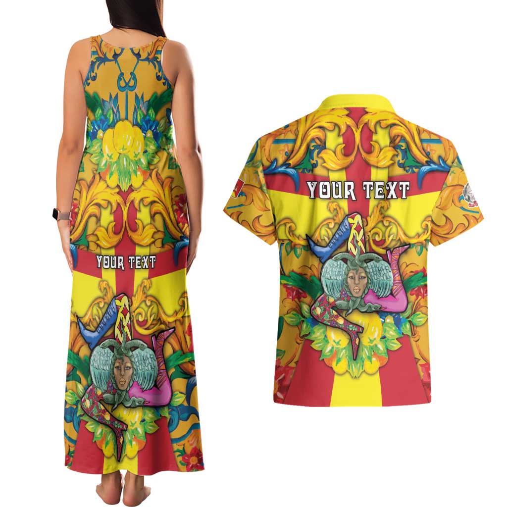Personalized Italy Sicily Couples Matching Tank Maxi Dress and Hawaiian Shirt Gorgoneion Baroque Patterns - Wonder Print Shop
