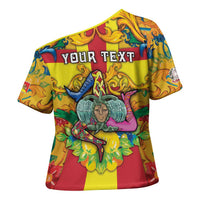 Personalized Italy Sicily Cross Shoulder Shirt Gorgoneion Baroque Patterns - Wonder Print Shop