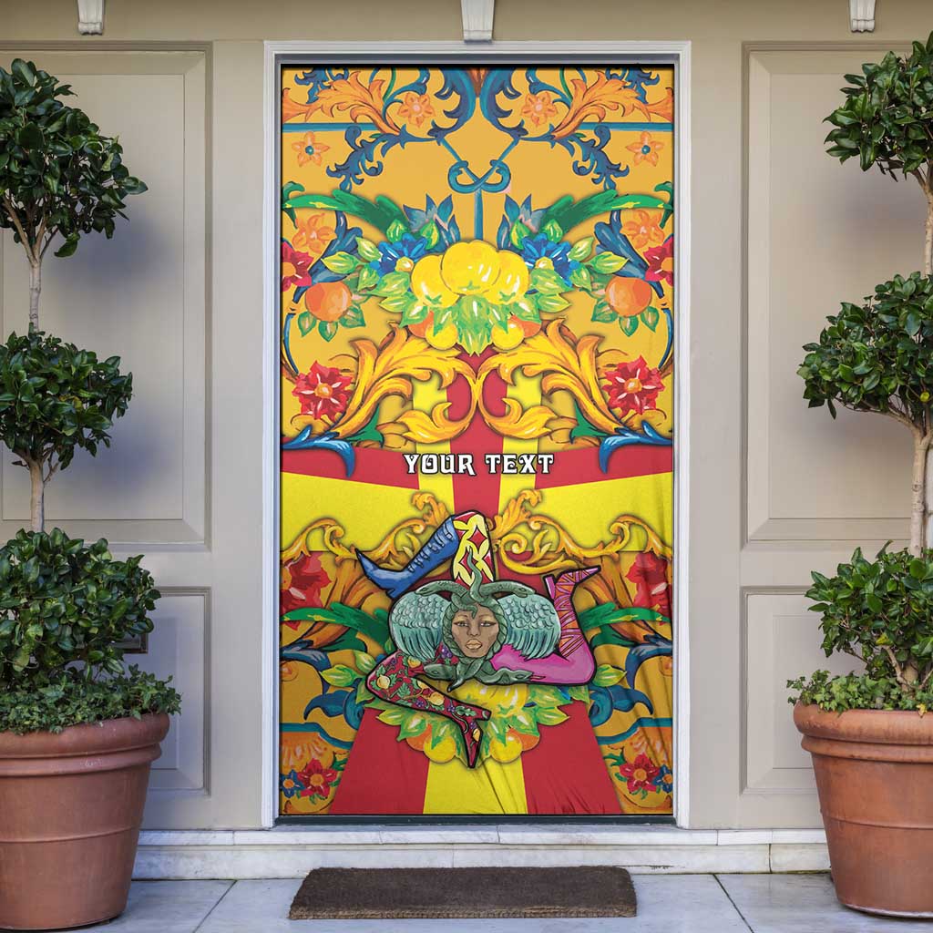 Personalized Italy Sicily Door Cover Gorgoneion Baroque Patterns - Wonder Print Shop