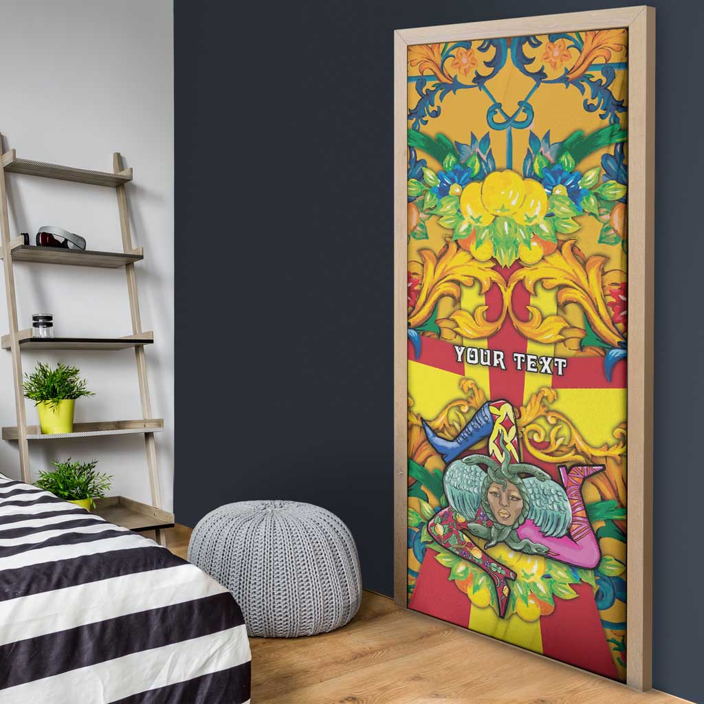 Personalized Italy Sicily Door Cover Gorgoneion Baroque Patterns - Wonder Print Shop