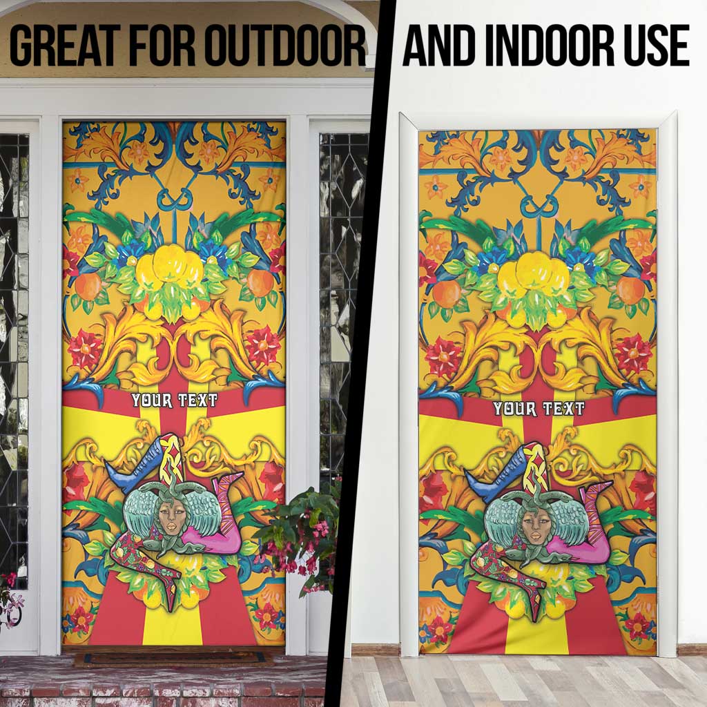 Personalized Italy Sicily Door Cover Gorgoneion Baroque Patterns - Wonder Print Shop