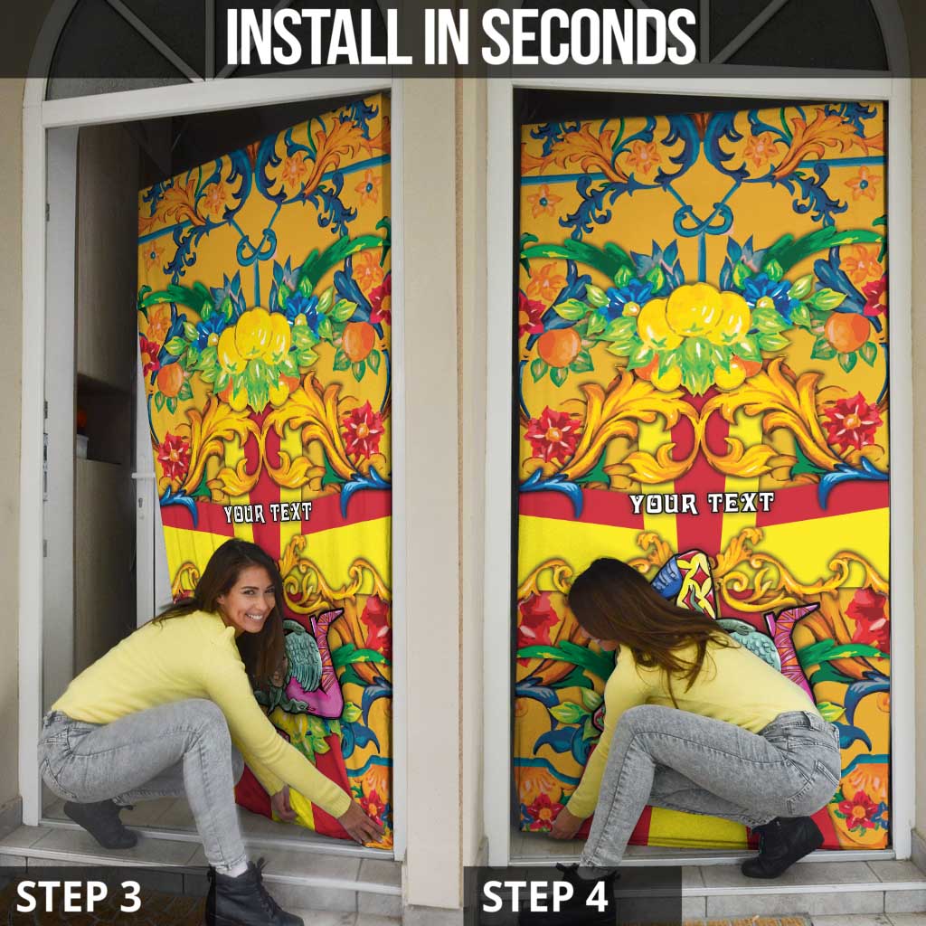 Personalized Italy Sicily Door Cover Gorgoneion Baroque Patterns - Wonder Print Shop