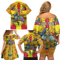 Personalized Italy Sicily Family Matching Off Shoulder Short Dress and Hawaiian Shirt Gorgoneion Baroque Patterns - Wonder Print Shop