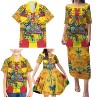 Personalized Italy Sicily Family Matching Puletasi and Hawaiian Shirt Gorgoneion Baroque Patterns - Wonder Print Shop