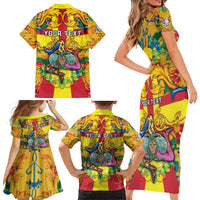 Personalized Italy Sicily Family Matching Short Sleeve Bodycon Dress and Hawaiian Shirt Gorgoneion Baroque Patterns - Wonder Print Shop