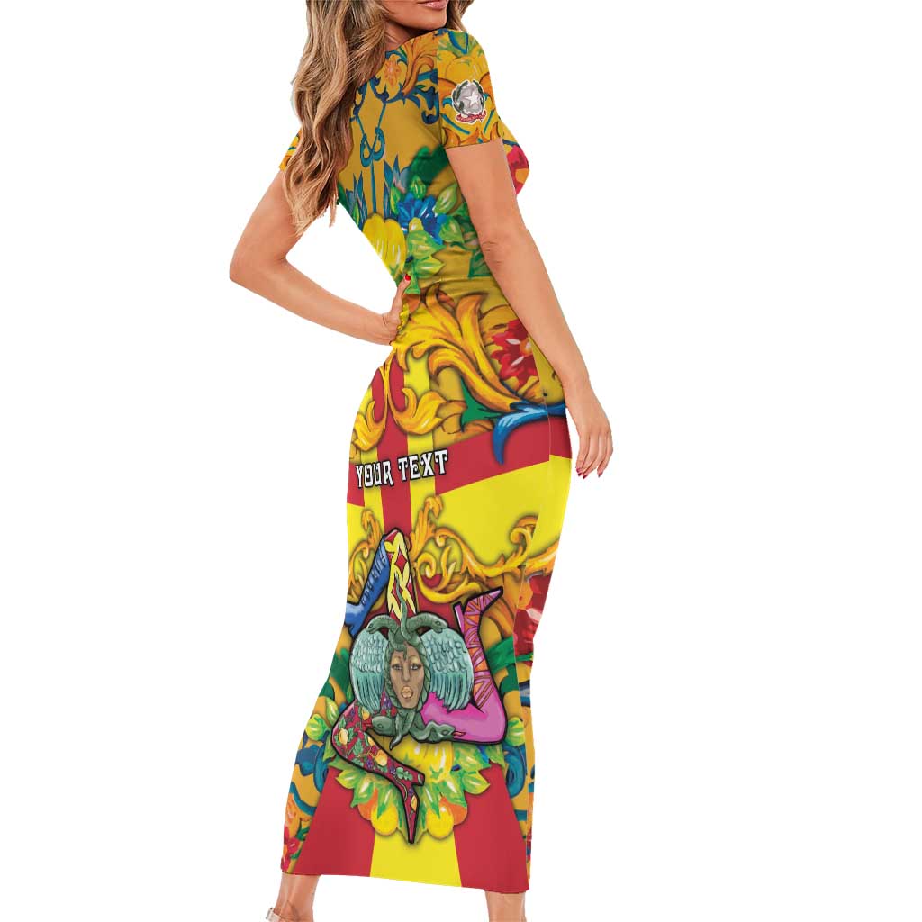 Personalized Italy Sicily Family Matching Short Sleeve Bodycon Dress and Hawaiian Shirt Gorgoneion Baroque Patterns - Wonder Print Shop