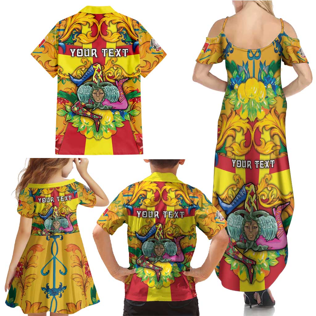 Personalized Italy Sicily Family Matching Summer Maxi Dress and Hawaiian Shirt Gorgoneion Baroque Patterns - Wonder Print Shop