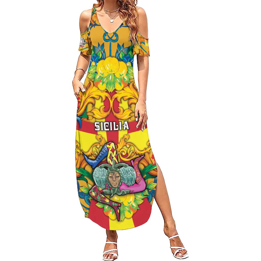 Personalized Italy Sicily Family Matching Summer Maxi Dress and Hawaiian Shirt Gorgoneion Baroque Patterns - Wonder Print Shop