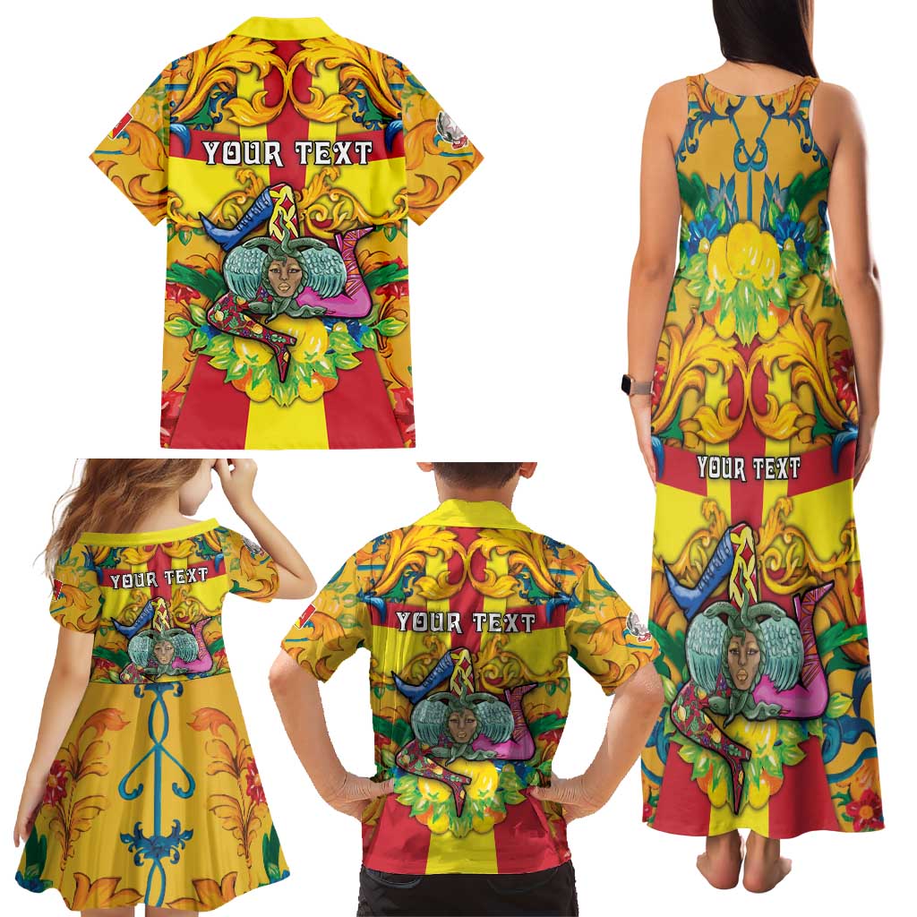 Personalized Italy Sicily Family Matching Tank Maxi Dress and Hawaiian Shirt Gorgoneion Baroque Patterns - Wonder Print Shop