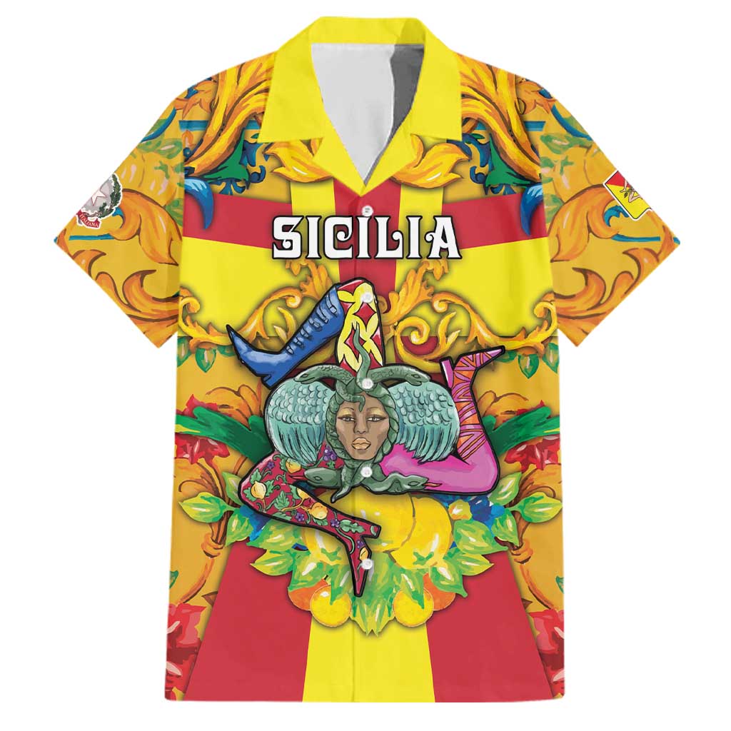 Personalized Italy Sicily Family Matching Tank Maxi Dress and Hawaiian Shirt Gorgoneion Baroque Patterns - Wonder Print Shop