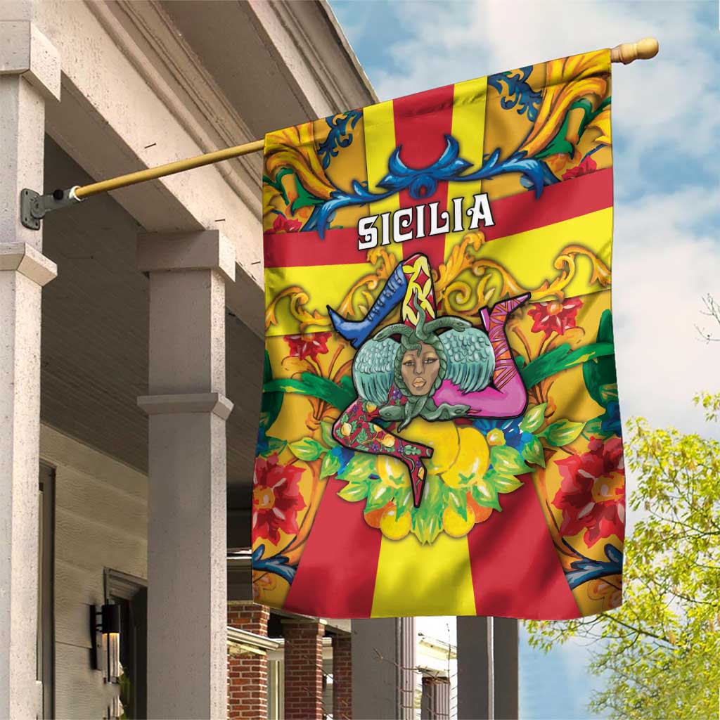 Italy Sicily Garden Flag Gorgoneion Baroque Patterns - Wonder Print Shop