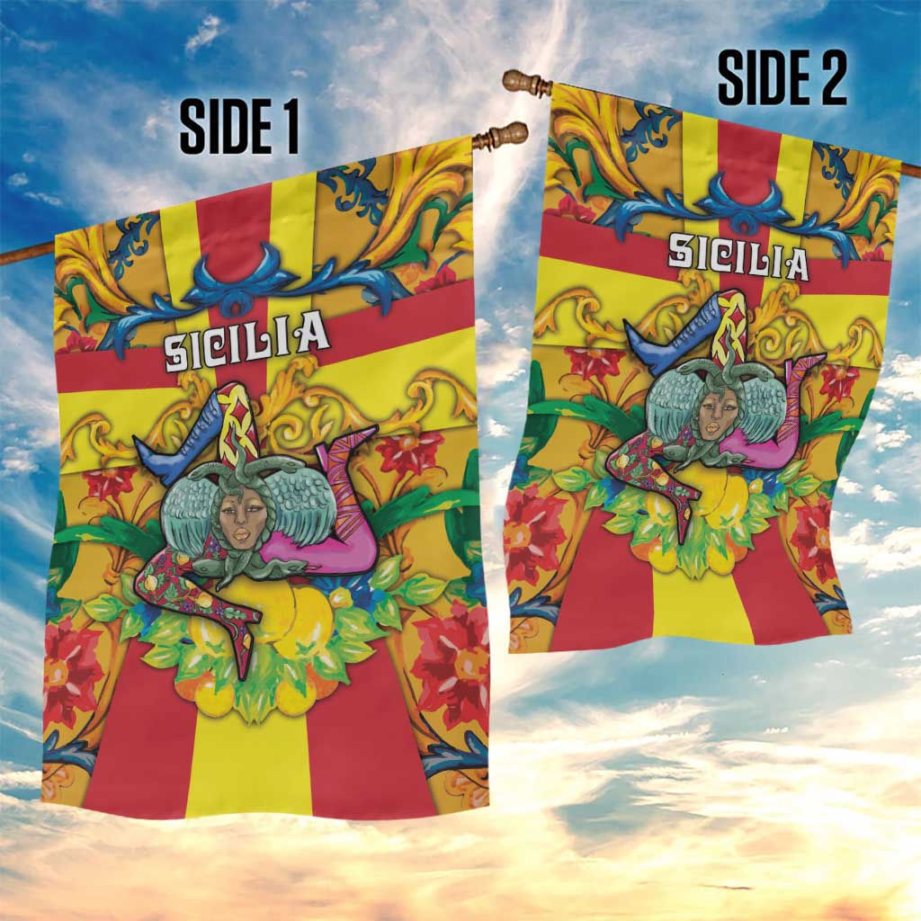 Italy Sicily Garden Flag Gorgoneion Baroque Patterns - Wonder Print Shop