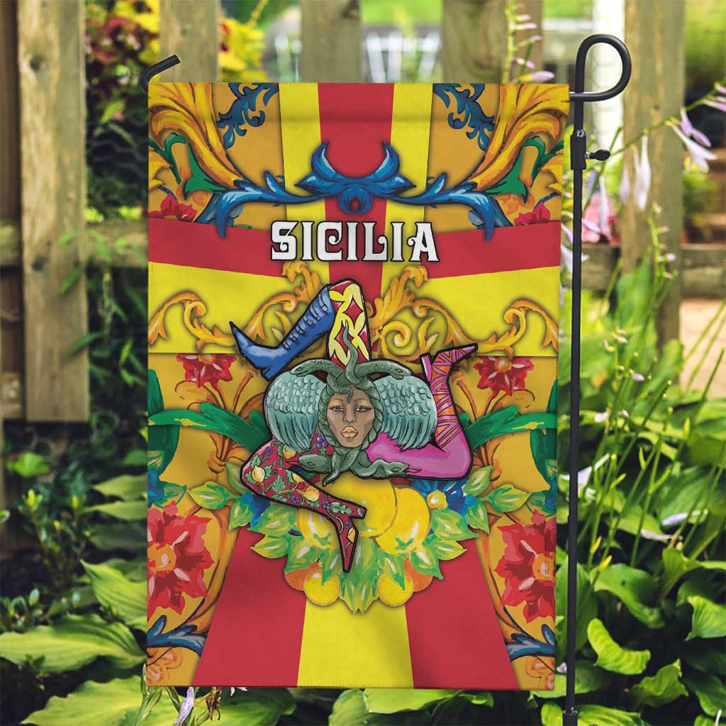 Italy Sicily Garden Flag Gorgoneion Baroque Patterns - Wonder Print Shop