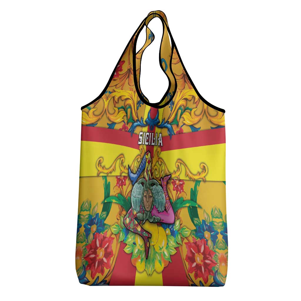 Italy Sicily Grocery Bag Gorgoneion Baroque Patterns - Wonder Print Shop