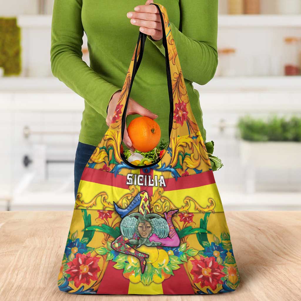 Italy Sicily Grocery Bag Gorgoneion Baroque Patterns - Wonder Print Shop