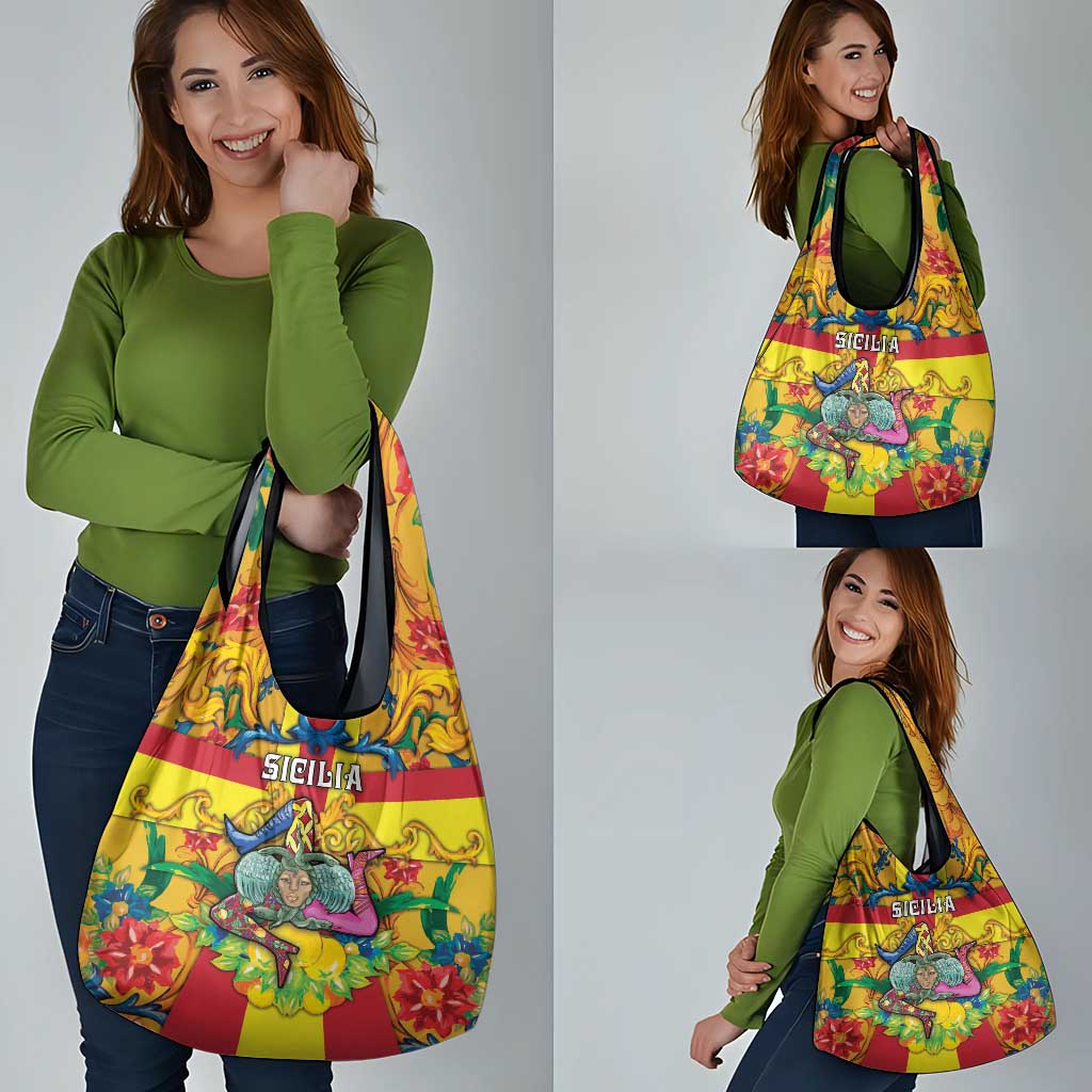 Italy Sicily Grocery Bag Gorgoneion Baroque Patterns - Wonder Print Shop