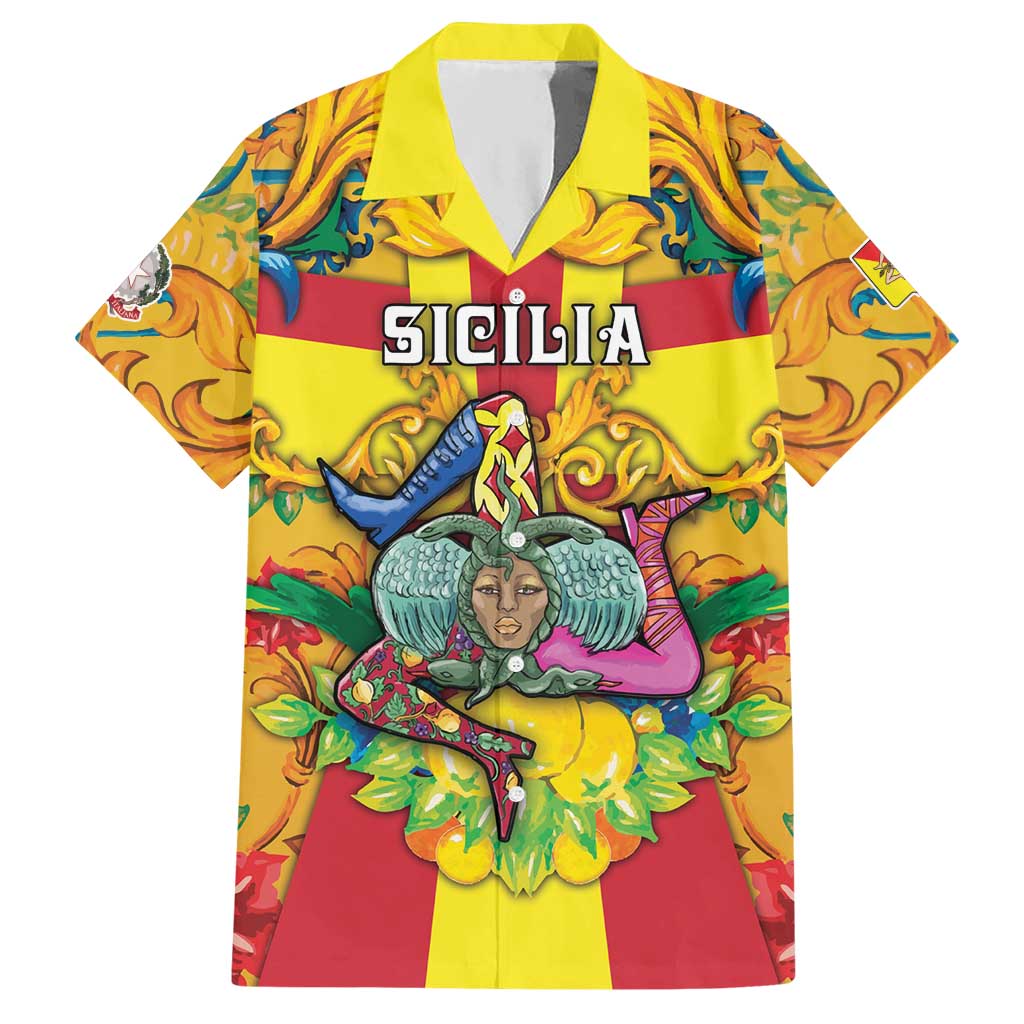 Personalized Italy Sicily Hawaiian Shirt Gorgoneion Baroque Patterns - Wonder Print Shop