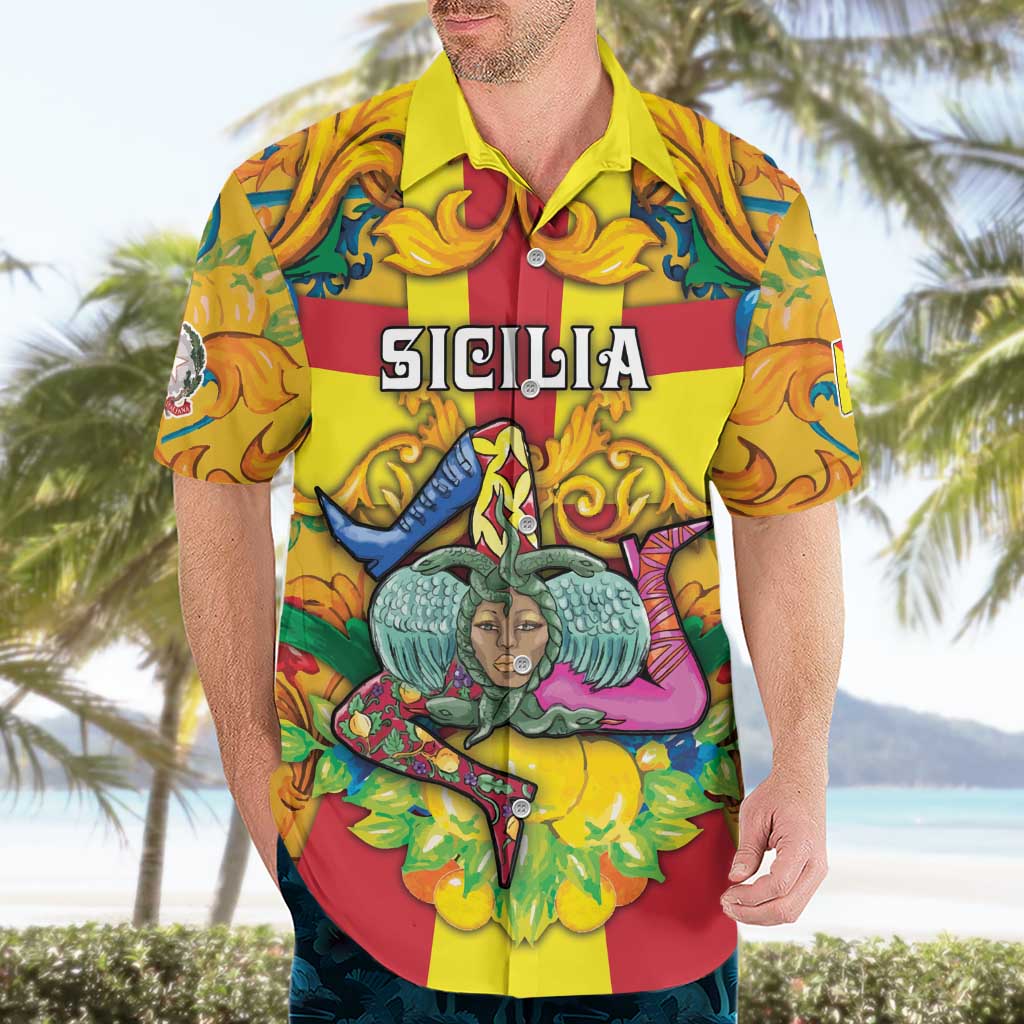 Personalized Italy Sicily Hawaiian Shirt Gorgoneion Baroque Patterns - Wonder Print Shop