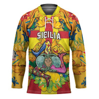 Personalized Italy Sicily Hockey Jersey Gorgoneion Baroque Patterns - Wonder Print Shop