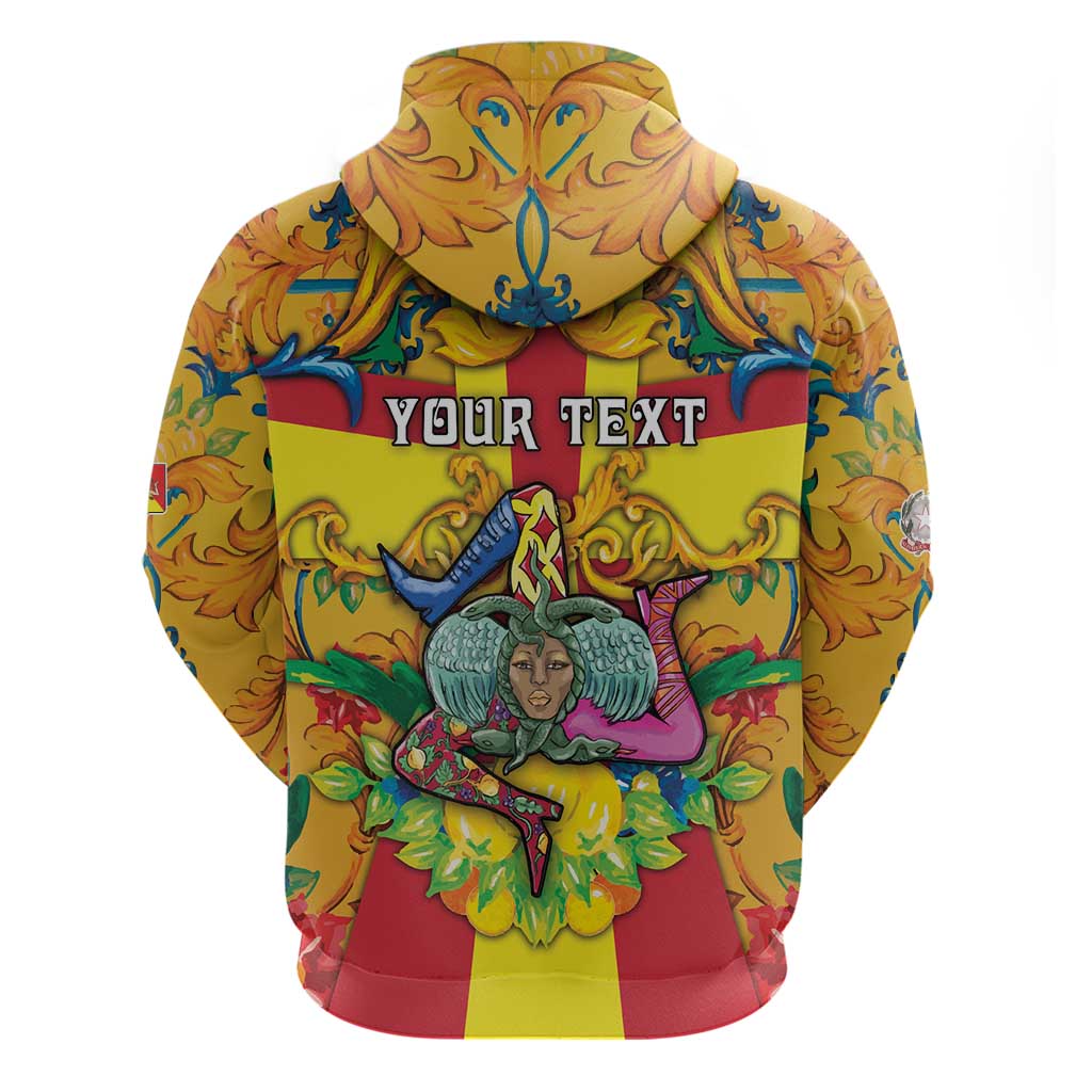 Personalized Italy Sicily Hoodie Gorgoneion Baroque Patterns - Wonder Print Shop