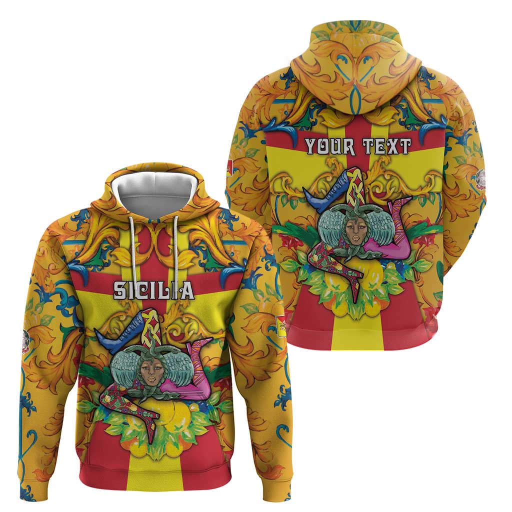 Personalized Italy Sicily Hoodie Gorgoneion Baroque Patterns - Wonder Print Shop