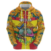 Personalized Italy Sicily Hoodie Gorgoneion Baroque Patterns - Wonder Print Shop