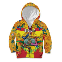 Personalized Italy Sicily Kid Hoodie Gorgoneion Baroque Patterns - Wonder Print Shop