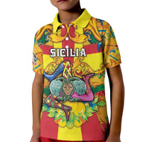 Personalized Italy Sicily Kid Polo Shirt Gorgoneion Baroque Patterns - Wonder Print Shop