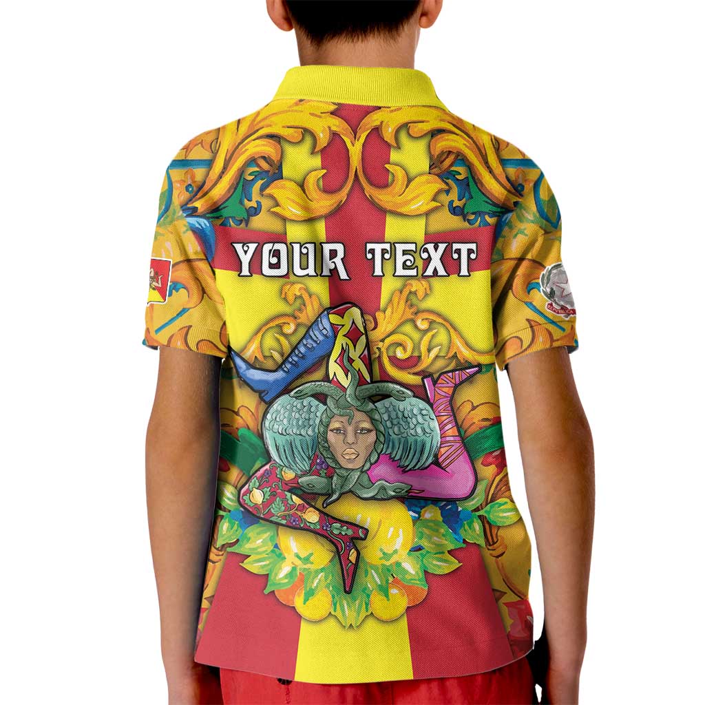 Personalized Italy Sicily Kid Polo Shirt Gorgoneion Baroque Patterns - Wonder Print Shop