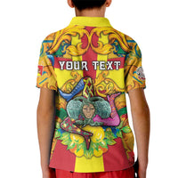 Personalized Italy Sicily Kid Polo Shirt Gorgoneion Baroque Patterns - Wonder Print Shop