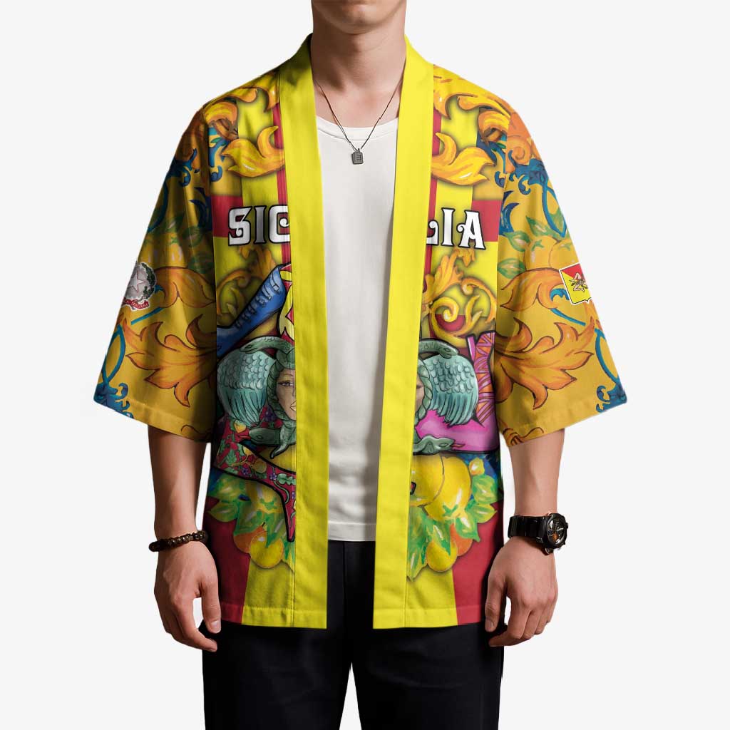 Personalized Italy Sicily Kimono Gorgoneion Baroque Patterns - Wonder Print Shop
