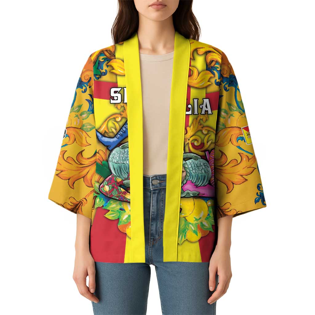 Personalized Italy Sicily Kimono Gorgoneion Baroque Patterns - Wonder Print Shop