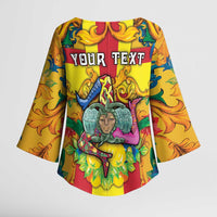 Personalized Italy Sicily Kimono Sleeve Blouse Gorgoneion Baroque Patterns - Wonder Print Shop