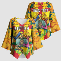 Personalized Italy Sicily Kimono Sleeve Blouse Gorgoneion Baroque Patterns - Wonder Print Shop